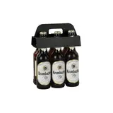 Porte-bouteille 6 bières poignée kraft noir 19x11x4cm - Paquet de 100