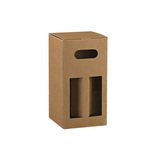 Boîtes 4 bières à fenêtre poignée kraft brun 13x13x25cm - Paquet de 30