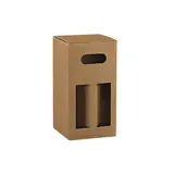 Boîtes 4 bières à fenêtre poignée kraft brun 13x13x25cm - Paquet de 30