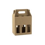 Étuis bouteille bière brun à fenêtre poignée 19x13x21cm – 6 bouteilles – Paquet de 30