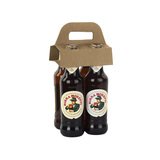 Porte-bouteille 4 bières poignée kraft brun 13x11x4cm – Paquet de 100