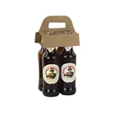 Porte-bouteille 4 bières poignée kraft brun 13x11x4cm – Paquet de 100