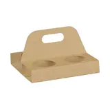 Porte-gobelets carton 4 expressos kraft brun avec poignée 15,5x13cm - Lot de 200