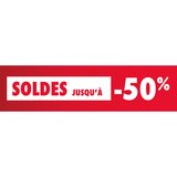 Affiche SOLDES jusqu’à -50% rouge/blanc 154 x 40 cm - Affichage Soldes