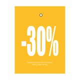 Etiquette à trou -30% jaune/blanc 50x70mm carton 200g - Lot de 250 - Etiquette Soldes