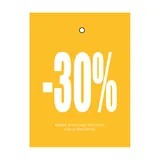 Etiquette à trou -30% jaune/blanc 50x70mm carton 200g - Lot de 250 - Etiquette Soldes
