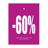 Etiquette à trou -60% bleu/blanc 50x70mm carton 200g - Lot de 250 - Etiquette Soldes