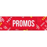 Affiche PROMOS 80 x 25 cm rouge/blanc/jaune papier ½ mat 170 g/m²