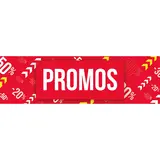 Affiche PROMOS 80 x 25 cm rouge/blanc/jaune papier ½ mat 170 g/m²