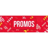 Affiche PROMOS 115 x 40 cm rouge/blanc/jaune papier ½ mat 170 g/m²