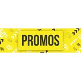 Affiche PROMOS 80 x 25 cm jaune/blanc/noir papier ½ mat 170 g/m²