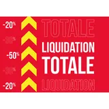 Affiche LIQUIDATION TOTALE pour vitrine rouge/jaune 115 x 80 cm – papier couché ½ mat 190 g/m²