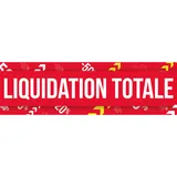 Affiche LIQUIDATION TOTALE pour vitrine rouge/blanc/jaune 80 x 25 cm – papier couché ½ mat 170 g/m²