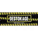 Affiche DESTOCKAGE noir/bandes jaunes effet urbain 115 x 40 cm papier ½ mat 170g - Affichage vitrine
