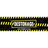 Affiche DESTOCKAGE noir/bandes jaunes effet urbain 80 x 25 cm papier ½ mat 170g - Affichage vitrine