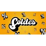 Affiche SOLDES pop 80 x 40 cm papier ½ mat 170g - pour vitrines et corners de soldes mode