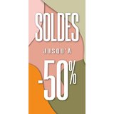Affiche SOLDES style pastel nature organique 40 x 80 cm rose/vert/orange, papier ½ mat 170g