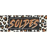 Affiche SOLDES léopard 115 x 40 cm papier ½ mat 170g - pour vitrines et corners de soldes mode