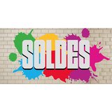 Affiche SOLDES 80x40cm effet graff multicolore – pour vitrines et corners de soldes