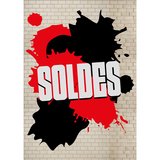 Affiche SOLDES Street Art rouge/noir 120 x 170 cm – papier couché ½ mat 190 g/m²