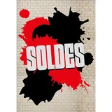 Affiche SOLDES Street Art rouge/noir 120 x 170 cm – papier couché ½ mat 190 g/m²