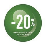 Sticker Soldes “-20%” Vert – Pastille adhésive ø10mm - Lot de 500
