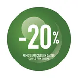 Sticker Soldes “-20%” Vert – Pastille adhésive ø10mm - Lot de 500