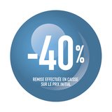 Sticker Soldes “-40%” Bleu – Pastille adhésive ø25mm - Lot de 500