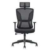 Fauteuil de bureau ergonomique haut dossier avec appui‑tête 520 Noir - Dossier résille, soutien lombaire, charge 110 kg