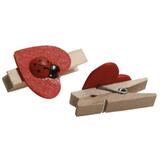 Mini pince à linge avec coccinelle et coeur 3,5 cm - Mini pince en bois - Lot de 48
