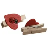 Mini pince à linge avec coccinelle et coeur 3,5 cm - Mini pince en bois - Lot de 48