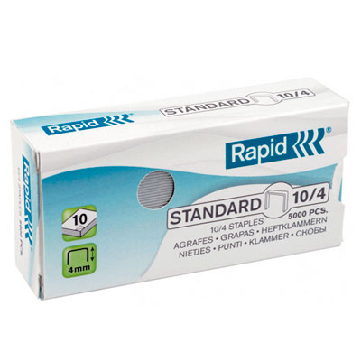 Agrafe Rapid standard n°10 (10/4mm) – boîte de 5000 – jusqu'à 10 feuilles - acier galvanisé