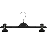 Cintre à pinces noir plastique 36 cm - Cintre pantalon - Cintre jupe - Lot de 100