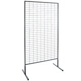 Présentoir grille d'exposition sur pied, métal, gris, 100 x 187,5 cm