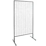 Présentoir grille d'exposition sur pied, métal, gris, 100 x 187,5 cm