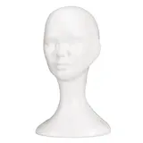 Tête mannequin femme polystyrène H 34 cm - Tête pour perruque, chapeau - Blanc