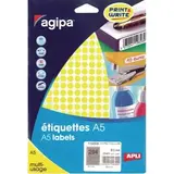 Pastille adhésive permanente Jaune fluo ø 8 mm Agipa - Pastille de signalisation - Étui de 2940