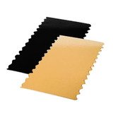 Semelle bûche carton Or/Noir 950g/m² 29x10 cm – Bords festonnés – Paquet de 50 - Boîtes à bûches