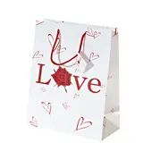 Sac cadeau papier pelliculé Love 17,8 x 9,8 x 22,9 cm - Sac Saint Valentin - Lot de 20
