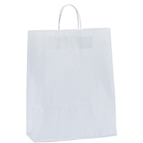Sac kraft blanc à poignées torsadées 32+12x41cm 100g/m² (x250) - Sacs kraft unis, poignées torsadées