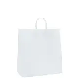 Sac kraft blanc poignées torsadées 24 x 10 x 31 cm 90g/m² - Lot de 200