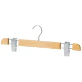 Cintre bois avec pinces réglables métal 36 cm - Cintre jupe - Cintre pantalon - Lot de 3