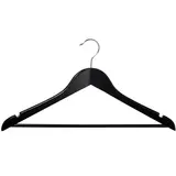 Cintre bois noir avec barre et encoches 44,5 cm - Cintre chemise - Cintre costume - Lot de 3