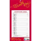 Calendrier bloc mensuel 2026 rouge 19x36 cm - recyclable, origine France garantie