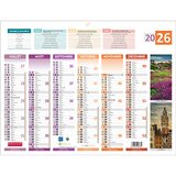 Calendrier 2026 4 saisons medium – 32 x 42 cm – 6 mois recto verso – 160 g/m² – recyclable – congés scolaires, fêtes, lunaisons, jours ouvrables – Origine France Garantie - Calendriers professionnels