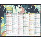 Calendrier exotique 2026  21x26,5 cm, 6 mois recto verso, recyclable, congés scolaires, fêtes, lunaisons