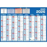 Calendrier classique 16 mois 2025-2026 - 40,5 x 55 cm - 8 mois recto/verso - recyclable - congés scolaires, fêtes, lunaisons - Origine France Garantie