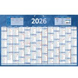 Calendrier mural 2026 13 mois sur 1 face - 43 x 65 cm - bleu - recyclable - congés scolaires, fêtes, lunaisons