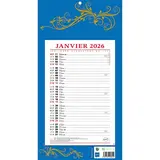 Calendrier bloc mensuel 2026 bleu 19x36 cm - recyclable, origine France garantie