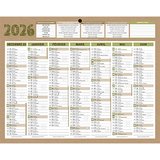 Calendrier semestriel mural 2026 Natura – 21 x 26,5 cm – 7 mois recto verso – 100 % recyclable et recyclé – congés scolaires, fêtes, lunaisons – Origine France Garantie - Calendriers professionnels
